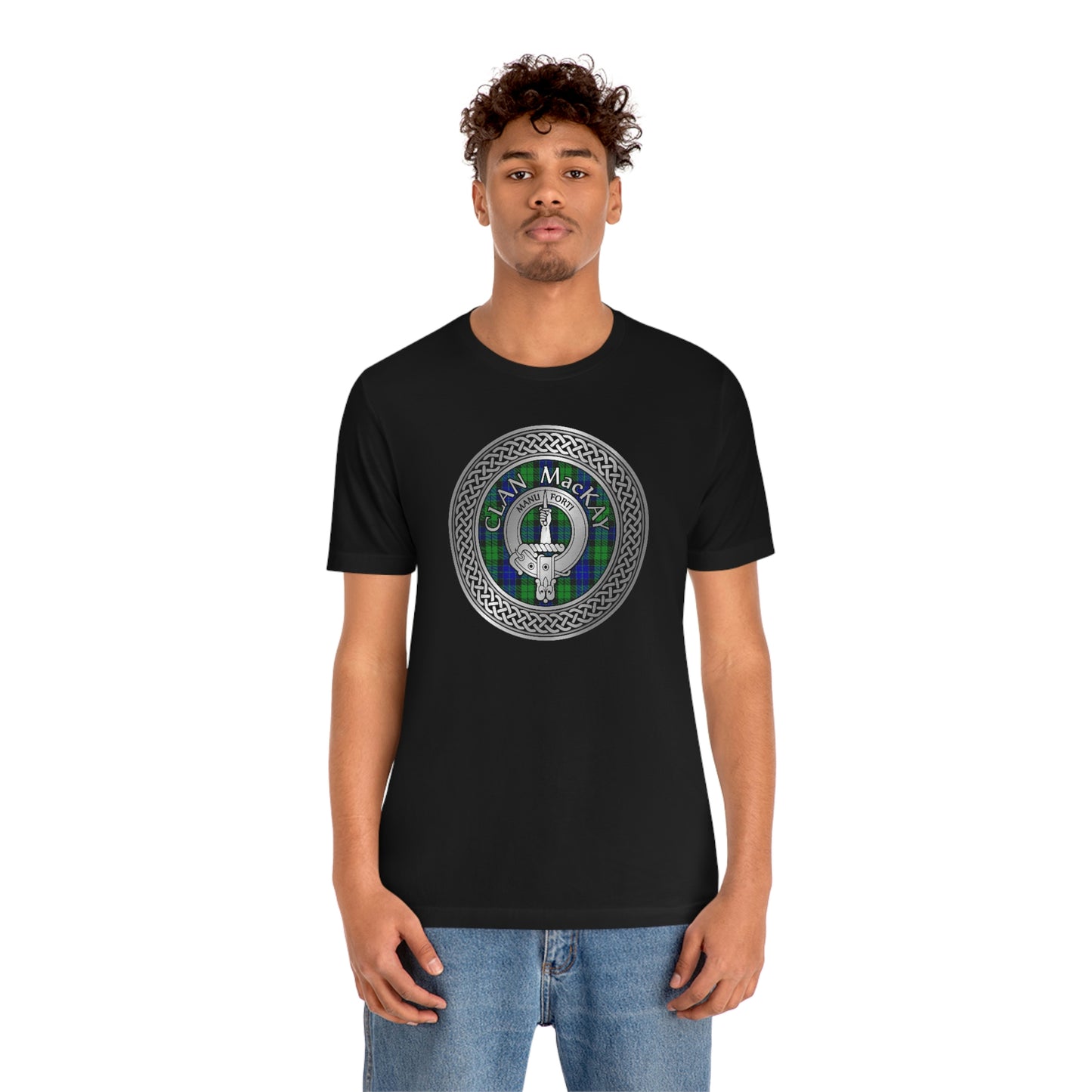 Clan MacKay Tartan & Crest in Celtic Knot T-Shirt