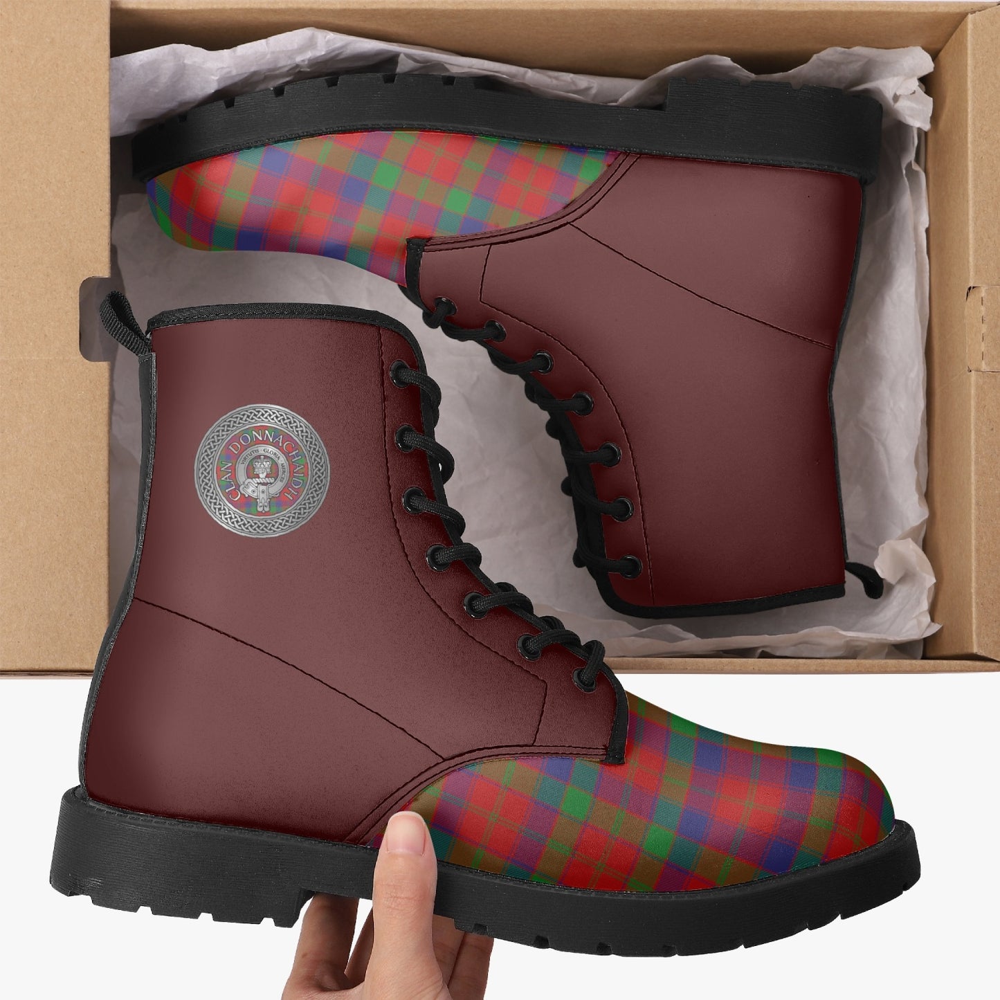 Clan Donnachaidh (Robertson) Crest & Tartan Leather Boots