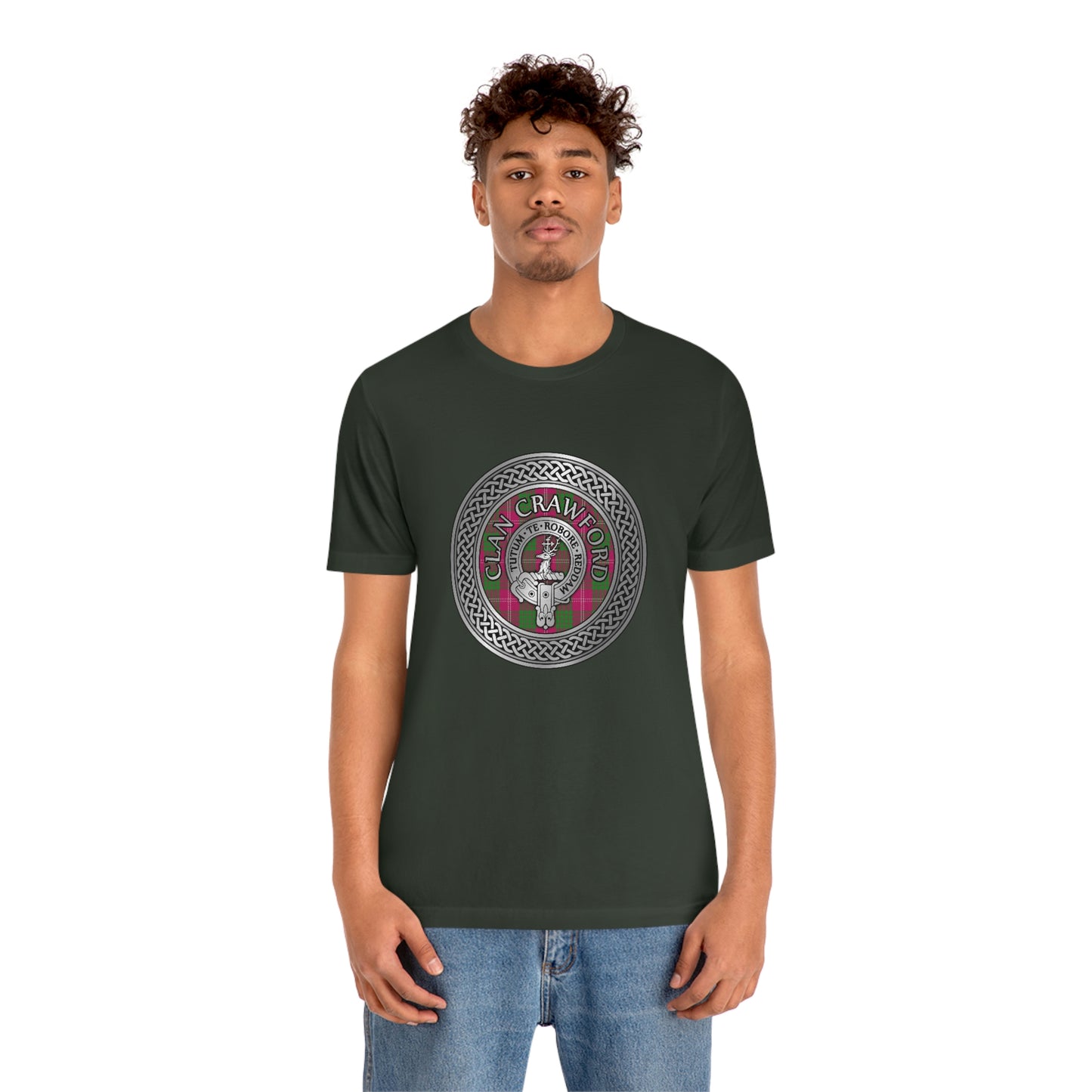 Clan Crawford Crest & Tartan Knot T-Shirt