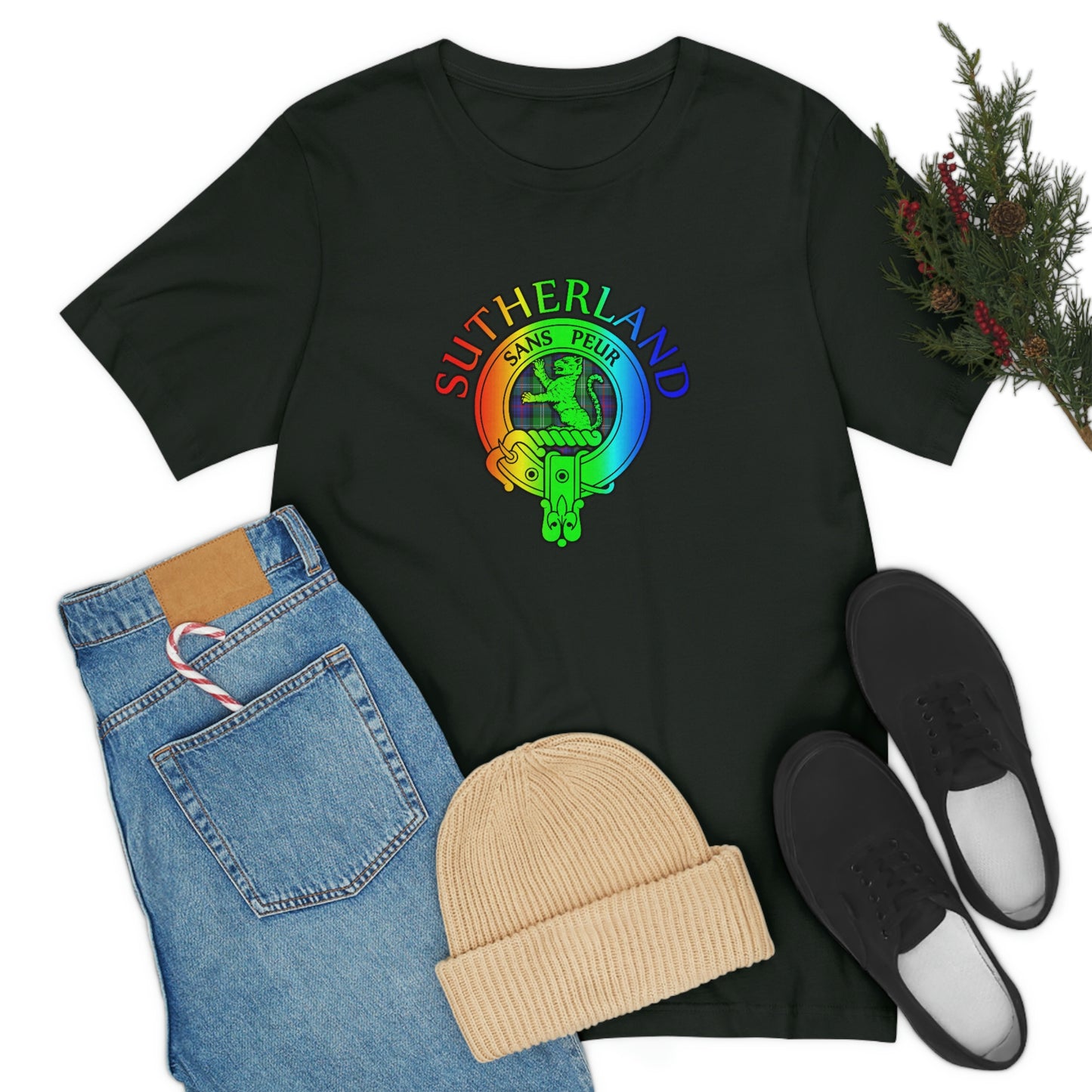 Clan Sutherland Rainbow Crest & Tartan T-Shirt