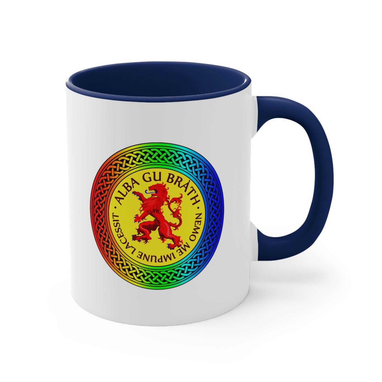 Alba Gu Brath Lion Rampant Rainbow Knot Accent Coffee Mug, 11oz