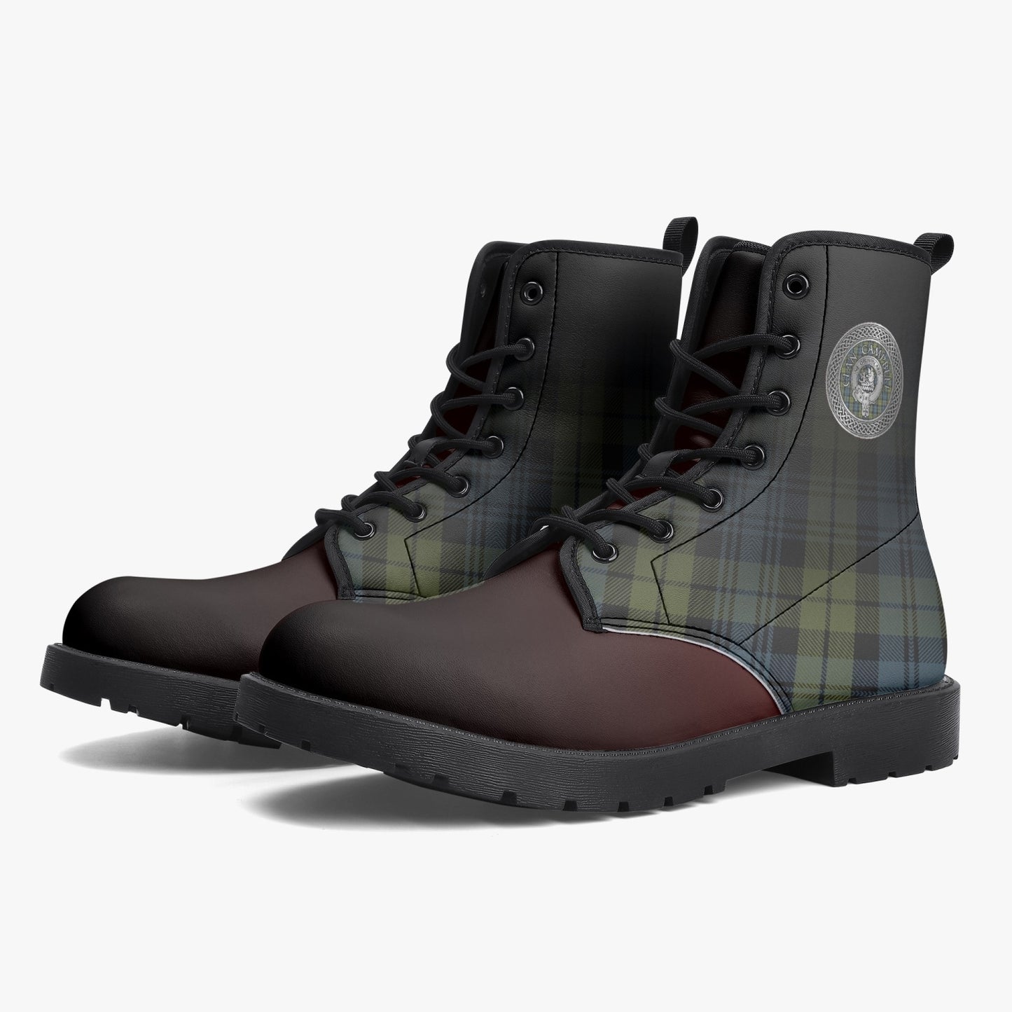 Clan Campbell Crest & Tartan Leather Boots