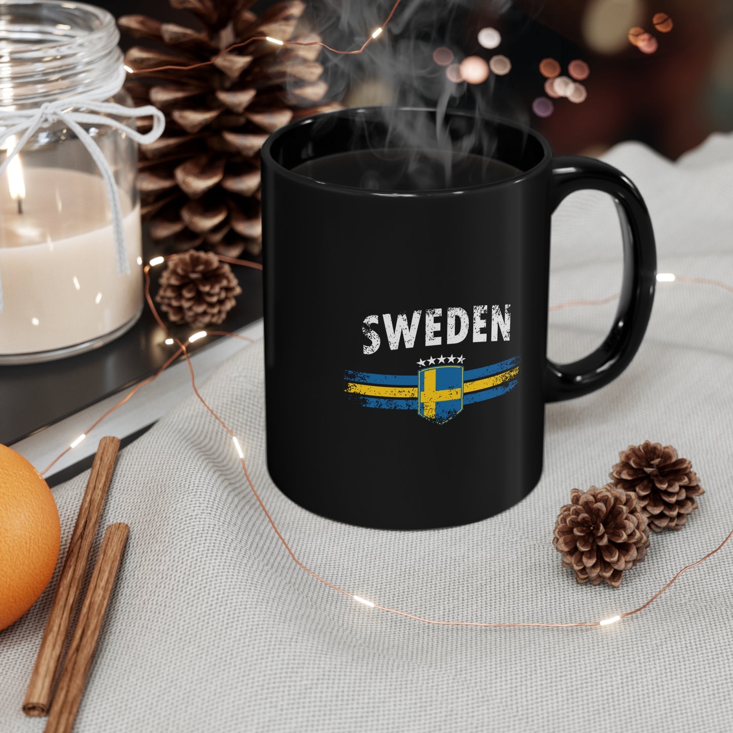 Scandi Nations - Sweden 11oz Black Mug