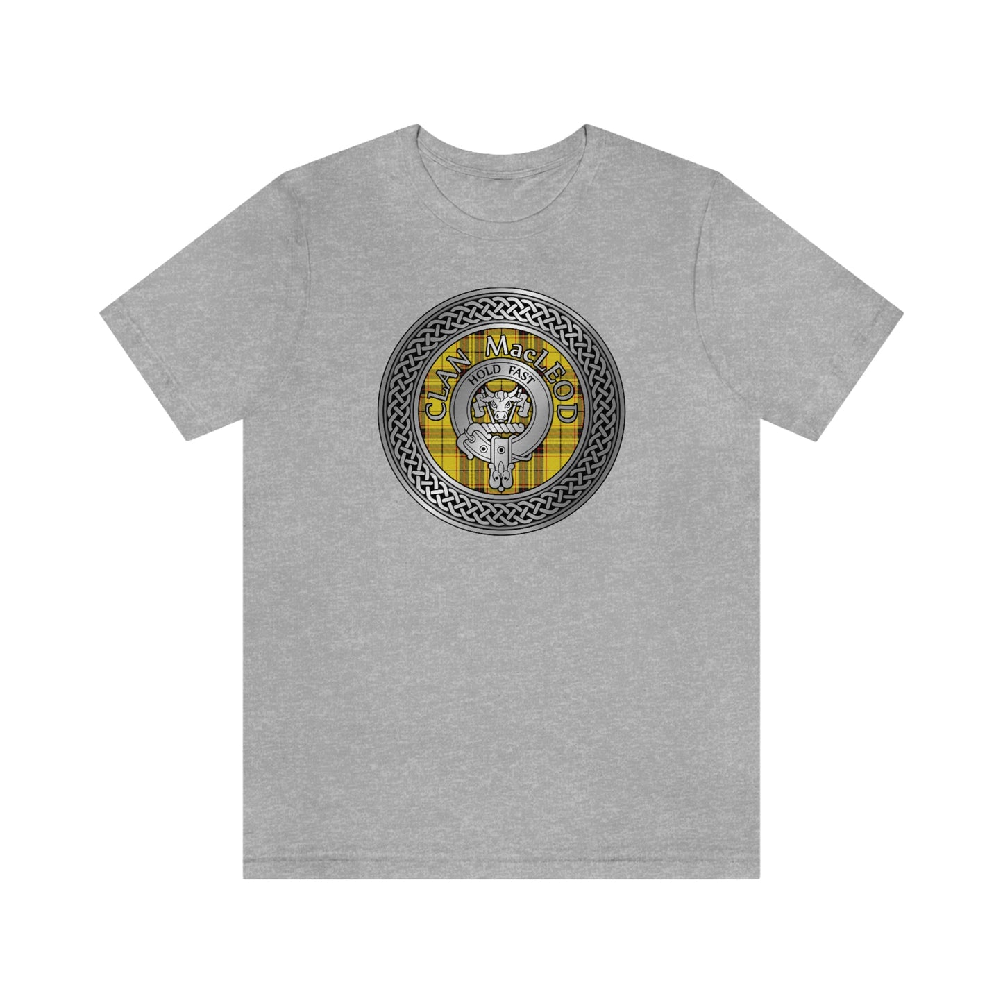 Clan MacLeod Tartan & Crest in Celtic Knot T-Shirt