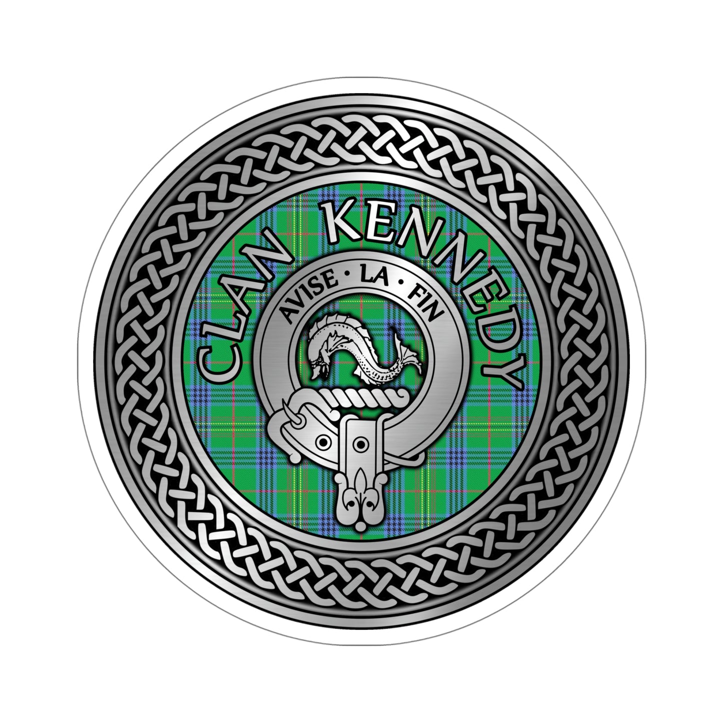 Clan Kennedy Crest & Tartan Knot Kiss-Cut Stickers