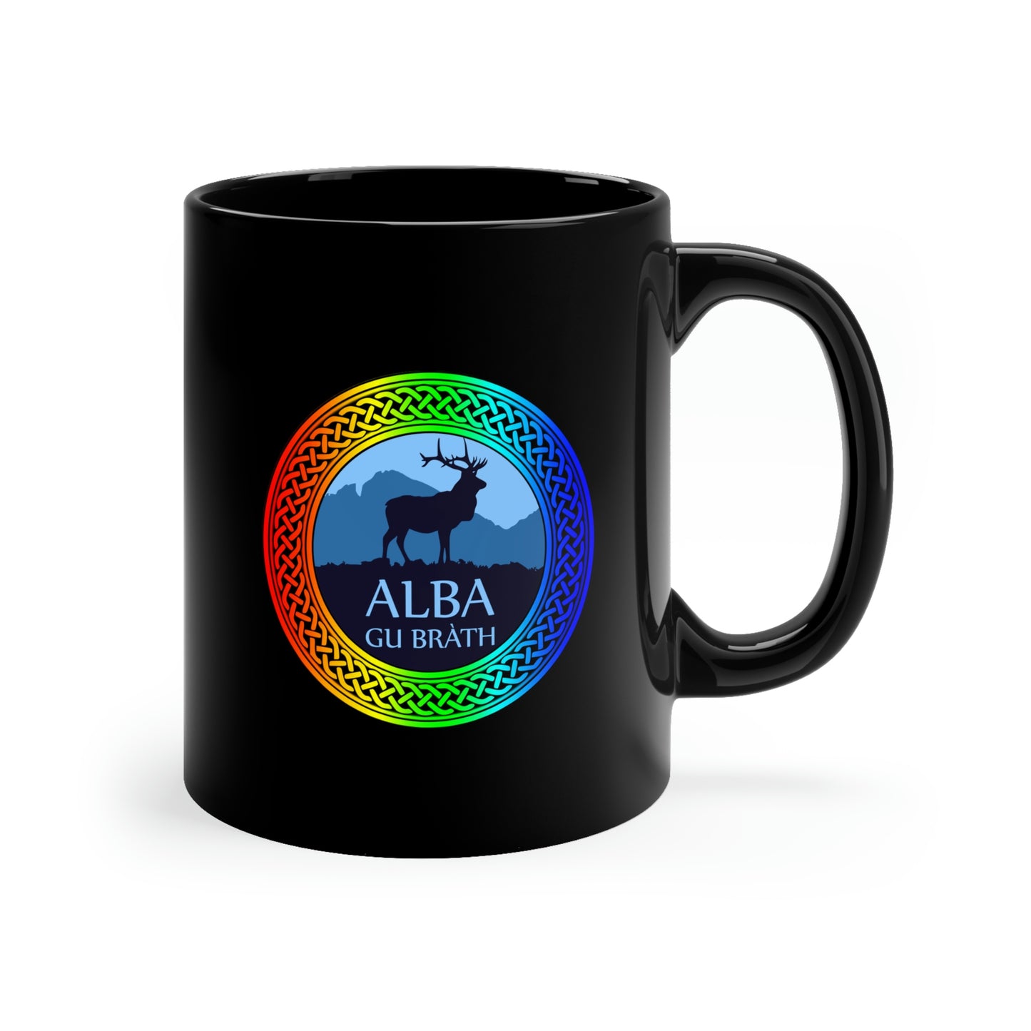 Alba Gu Brath Rainbow Knot 11oz Black Mug