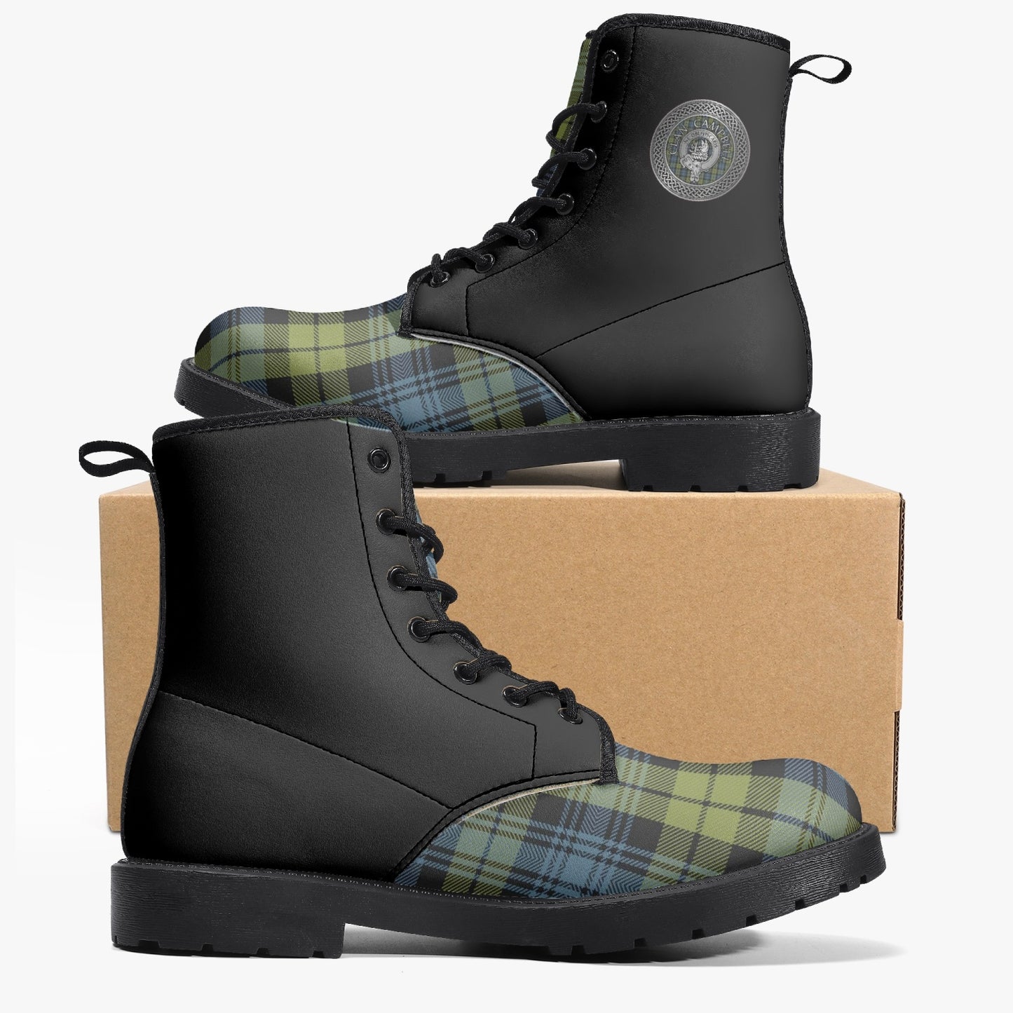 Clan Campbell Crest & Tartan Leather Boots