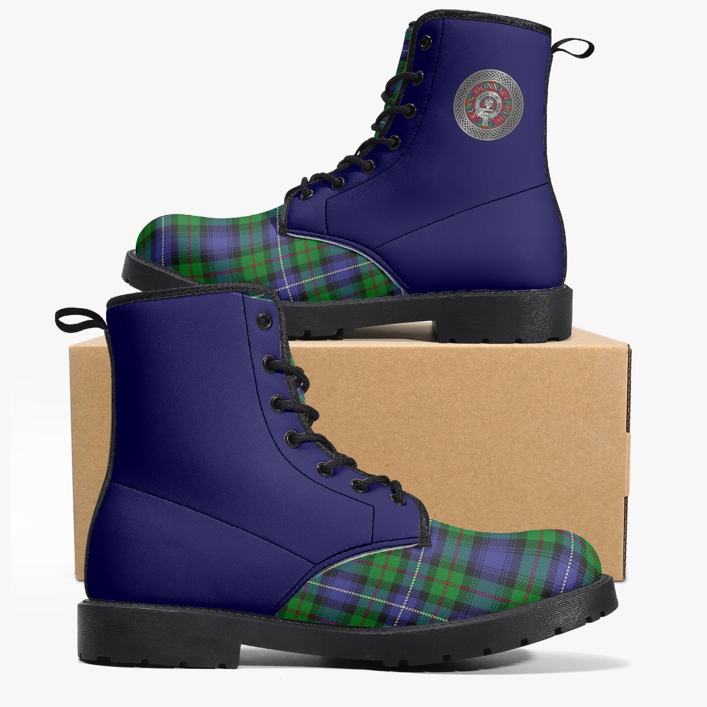 Clan Donnachaidh (Robertson) Crest & Hunting Tartan Leather Boots