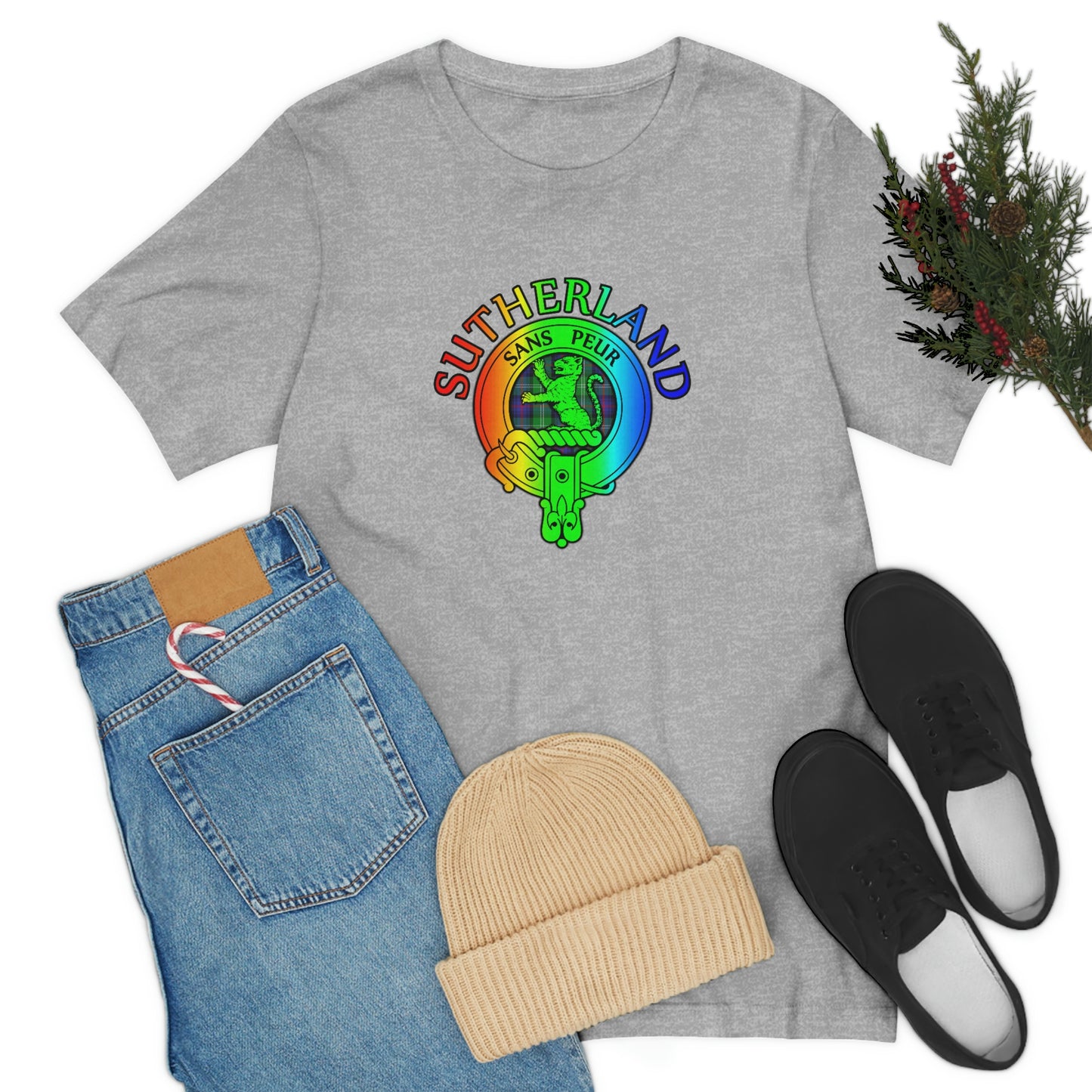 Clan Sutherland Rainbow Crest & Tartan T-Shirt