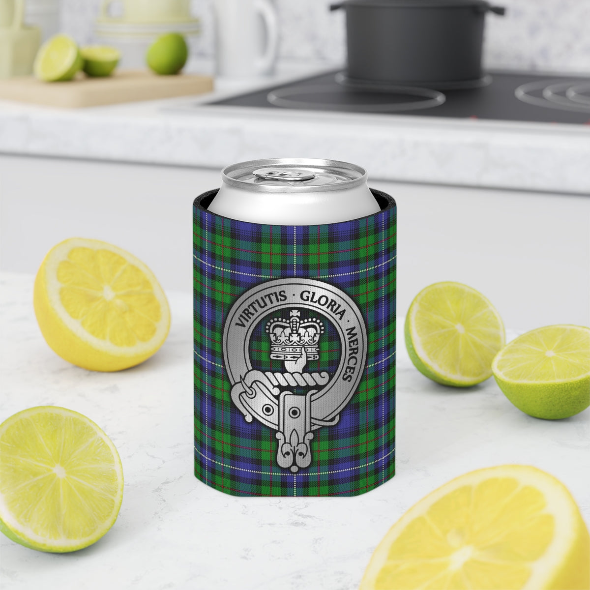 Clan Donnachaidh (Robertson) Crest & Hunting Tartan Can Cooler