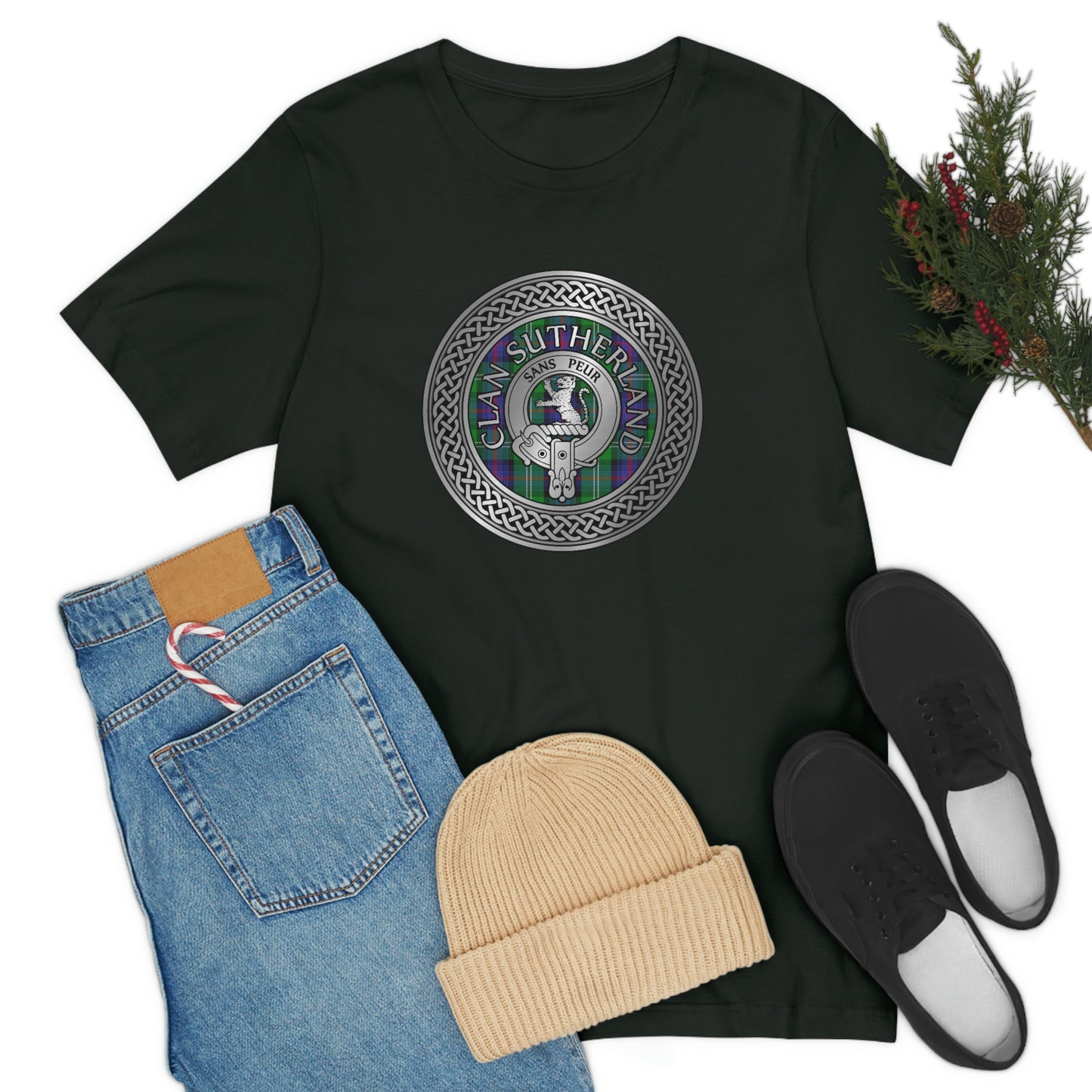 Clan Sutherland Crest & Tartan Knot T-Shirt