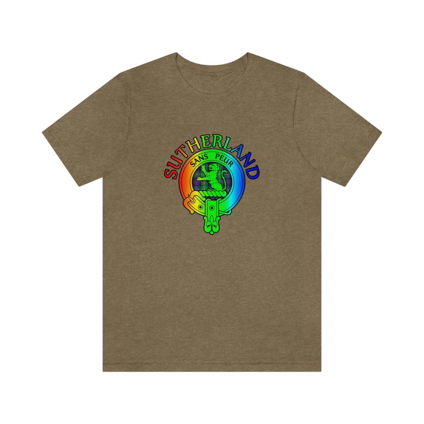 Clan Sutherland Rainbow Crest & Tartan T-Shirt