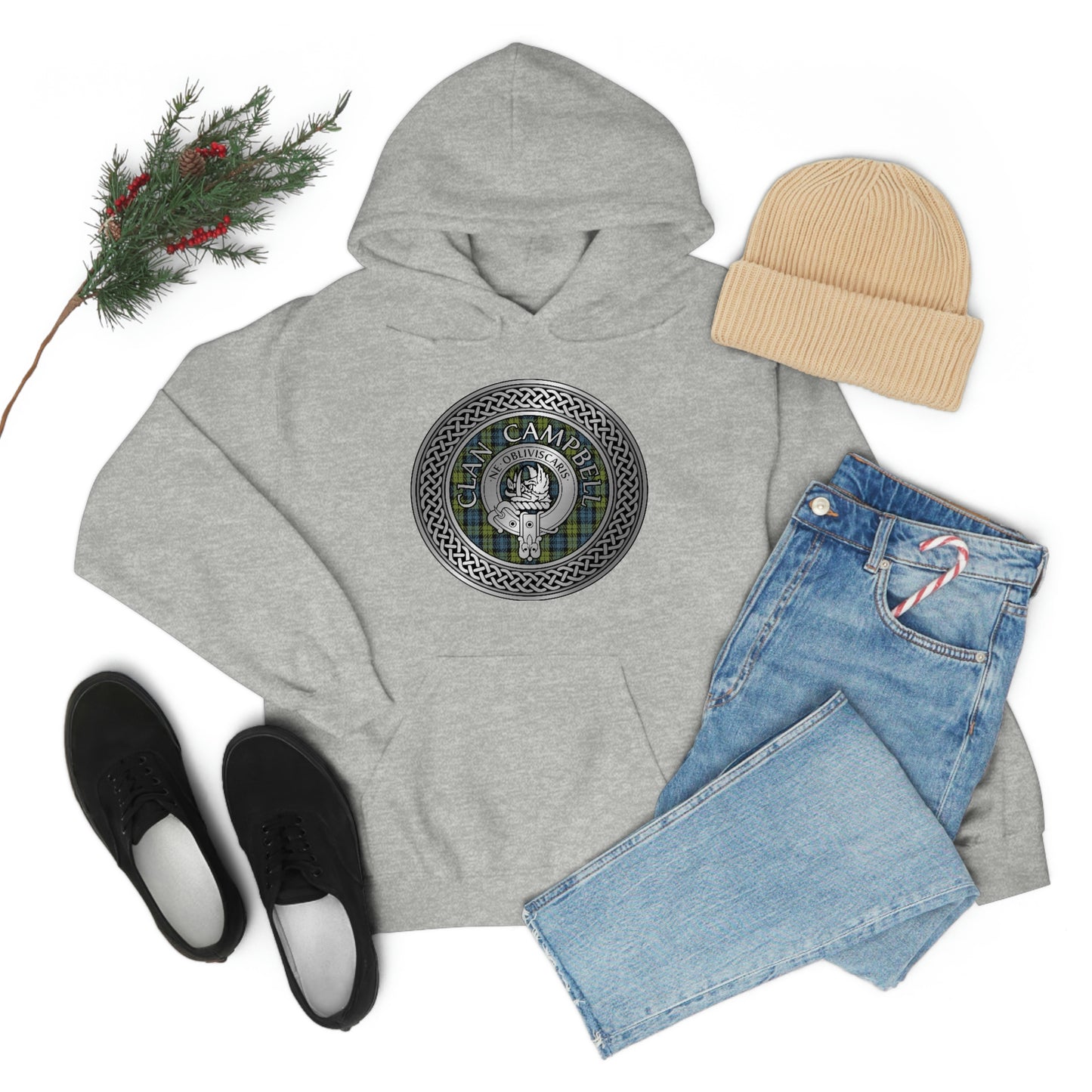 Clan Campbell Crest & Tartan Unisex Heavy Blend™ Hooded Sweatshirt