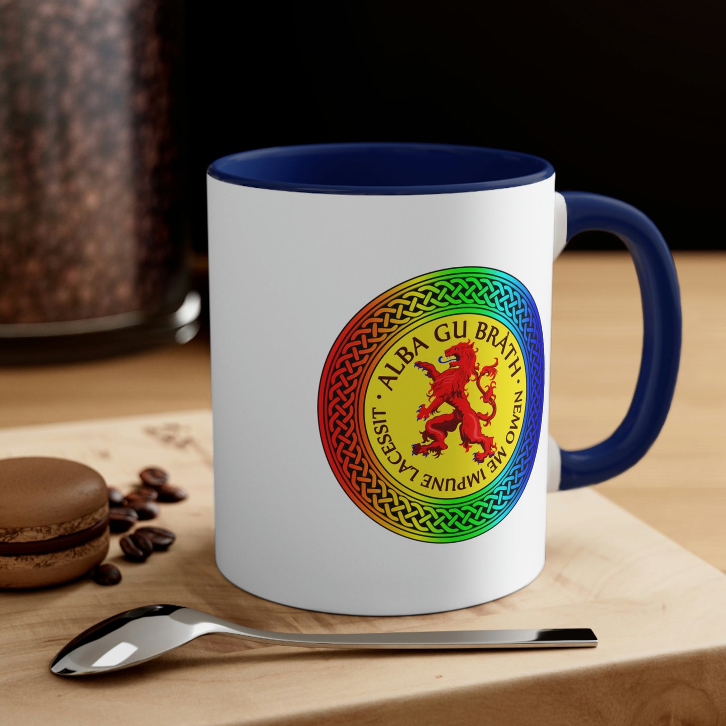 Alba Gu Brath Lion Rampant Rainbow Knot Accent Coffee Mug, 11oz