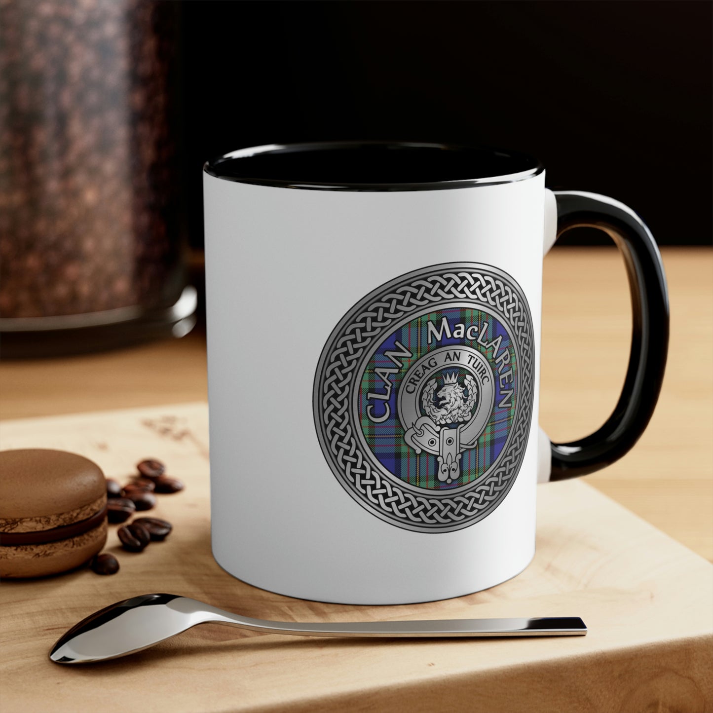 Clan MacLaren Crest & Tartan Accent Coffee Mug, 11oz