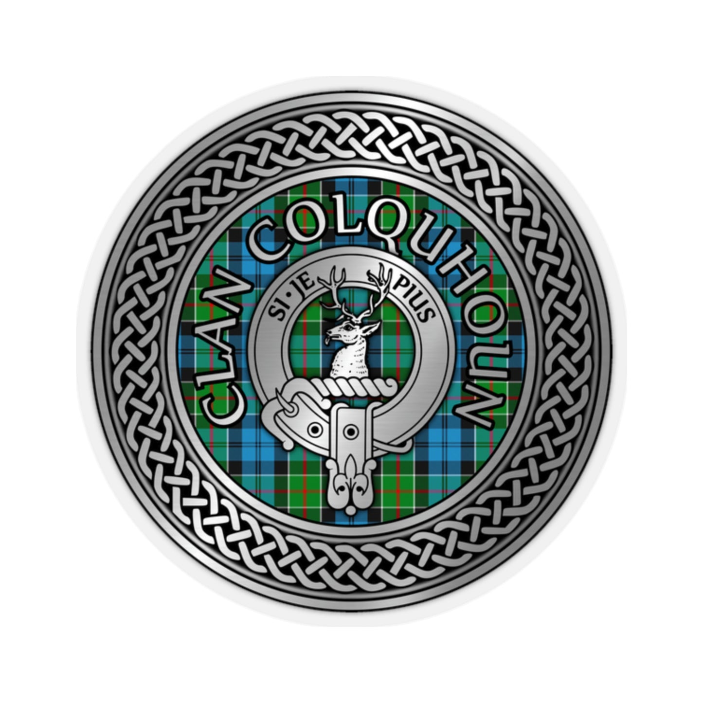 Clan Colquhoun Crest & Tartan Knot Kiss-Cut Stickers