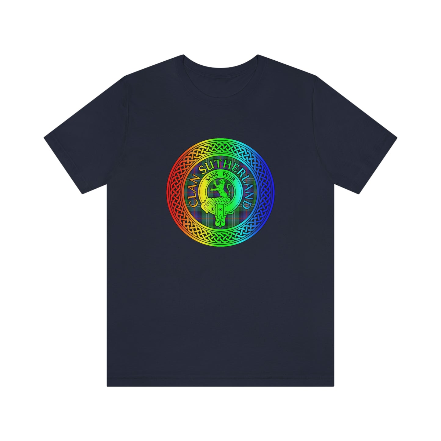 Clan Sutherland Rainbow Crest & Tartan Knot T-Shirt