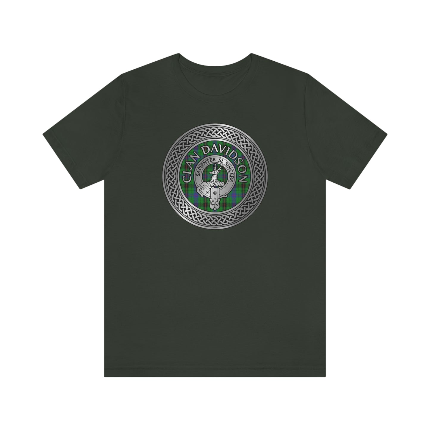 Clan Davidson Tartan & Crest in Celtic Knot T-Shirt