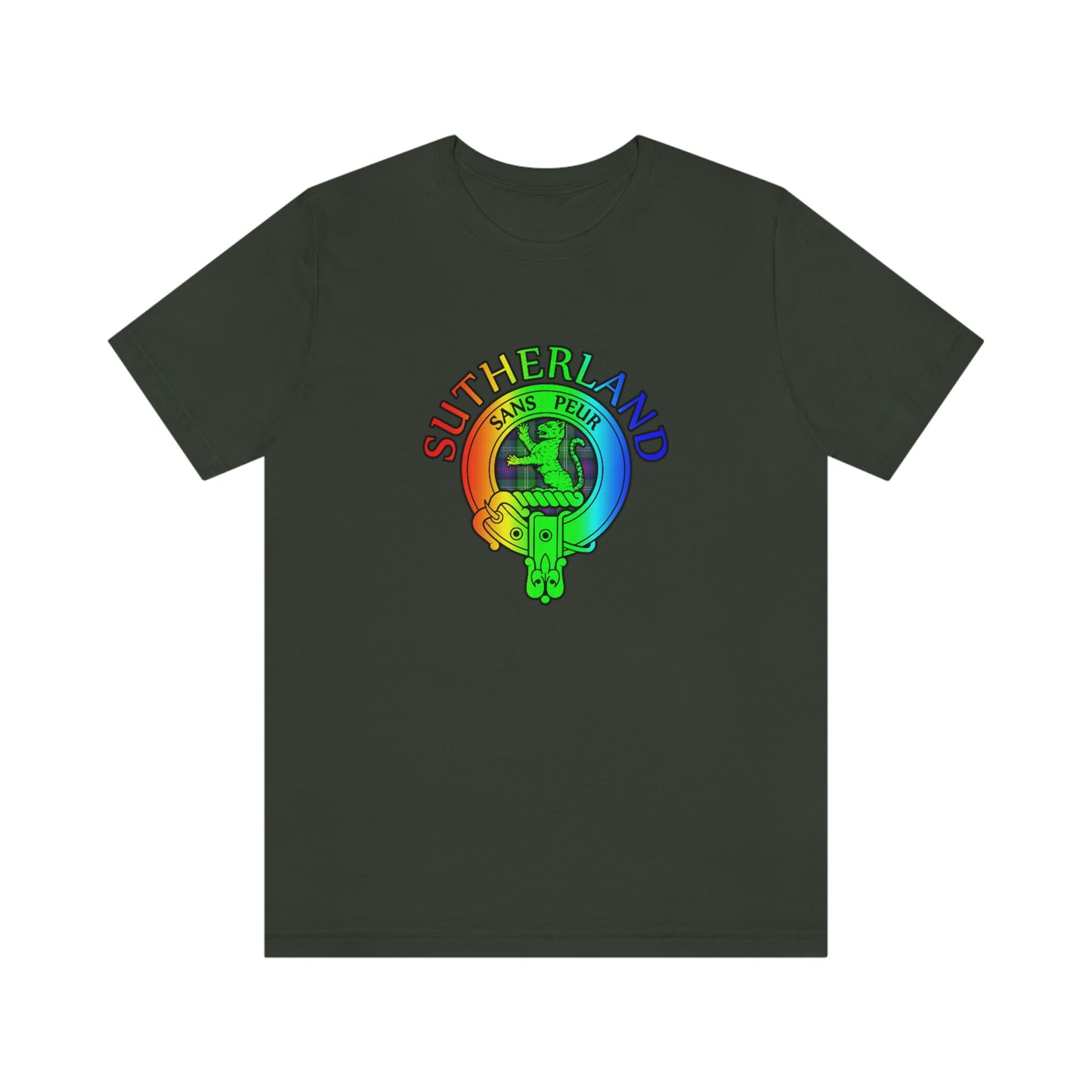 Clan Sutherland Rainbow Crest & Tartan T-Shirt