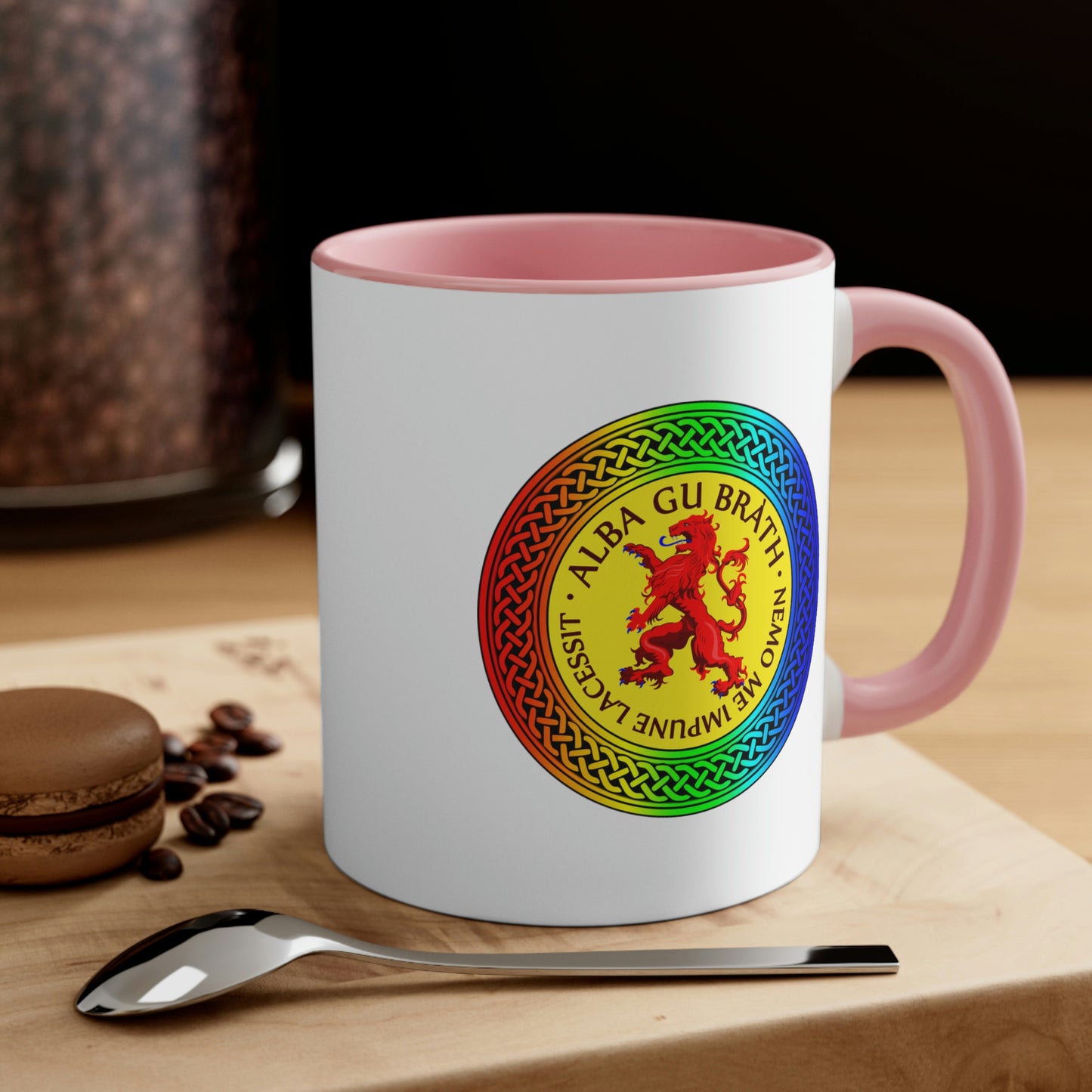 Alba Gu Brath Lion Rampant Rainbow Knot Accent Coffee Mug, 11oz