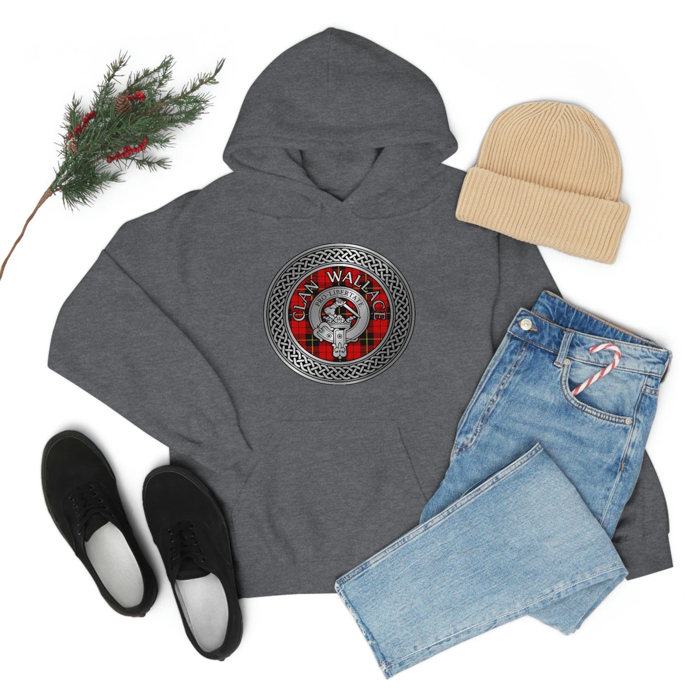 Clan Wallace Crest & Tartan Unisex Heavy Blend™ Hooded Sweatshirt