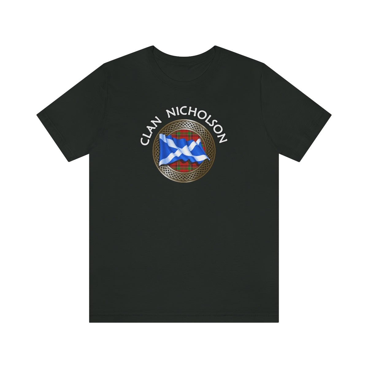 Clan Nicholson Tartan Knot & Flag T-Shirt