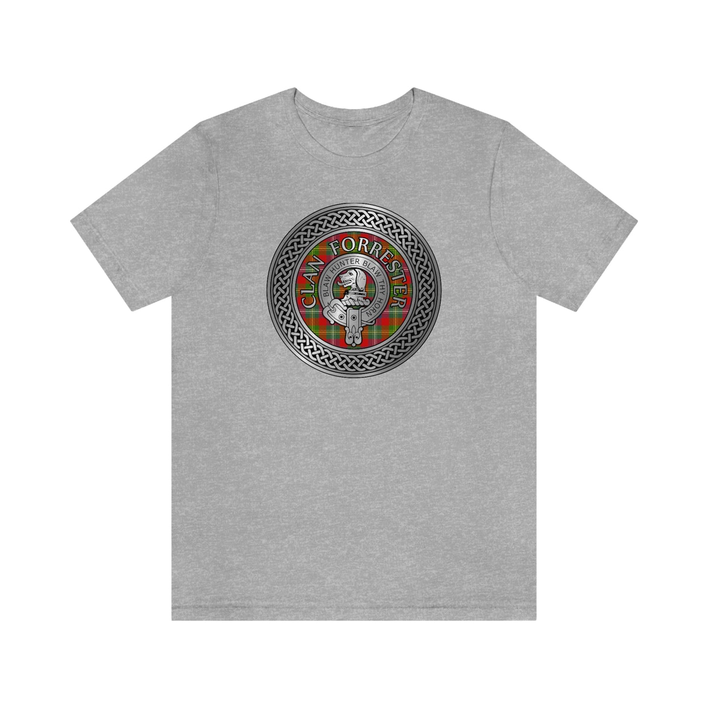 Clan Forrester Tartan & Crest in Celtic Knot T-Shirt