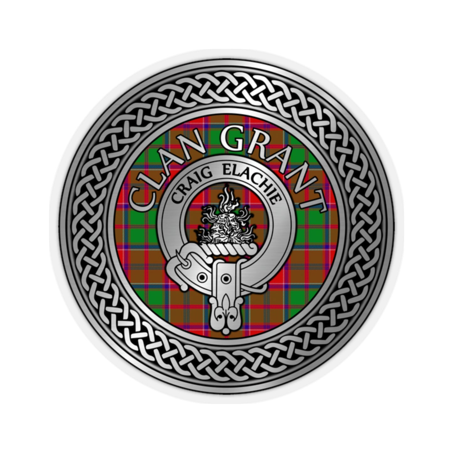 Clan Grant Crest & Tartan Knot Kiss-Cut Stickers