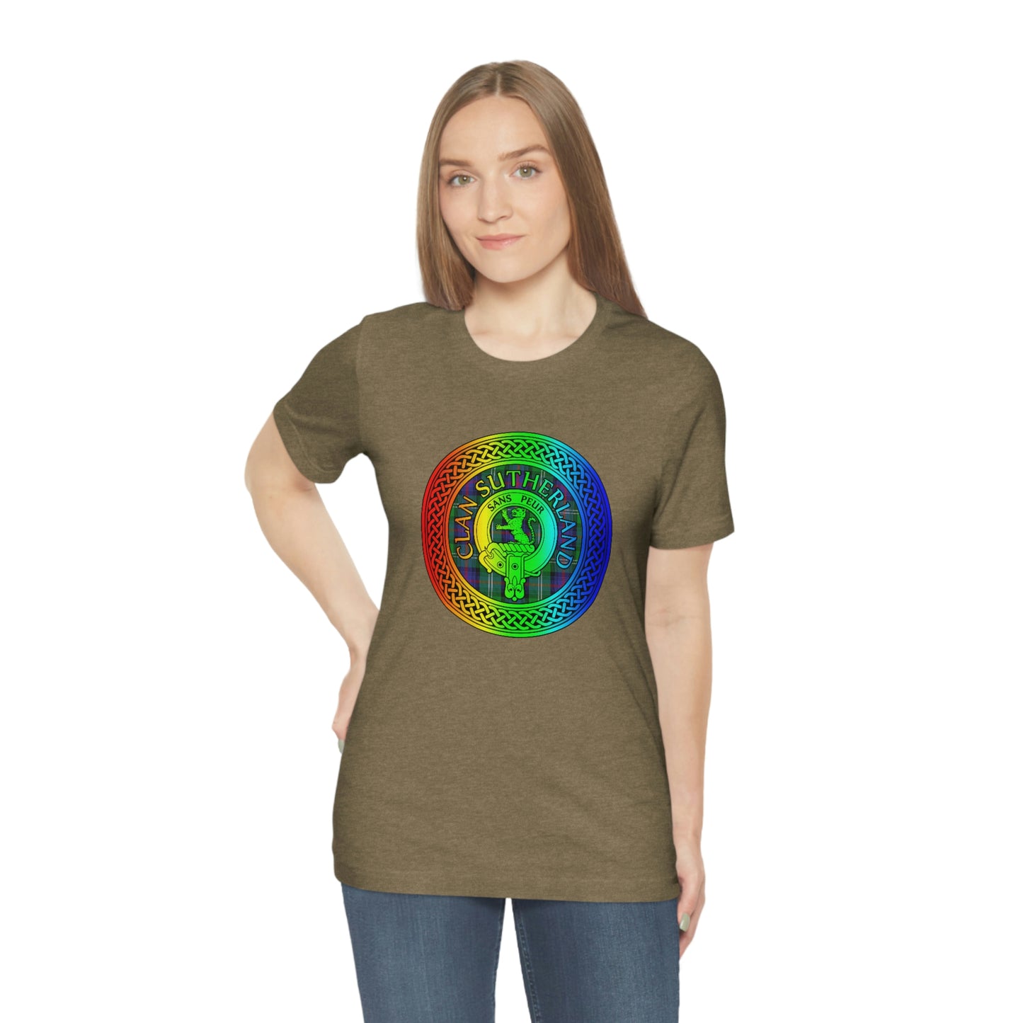 Clan Sutherland Rainbow Crest & Tartan Knot T-Shirt