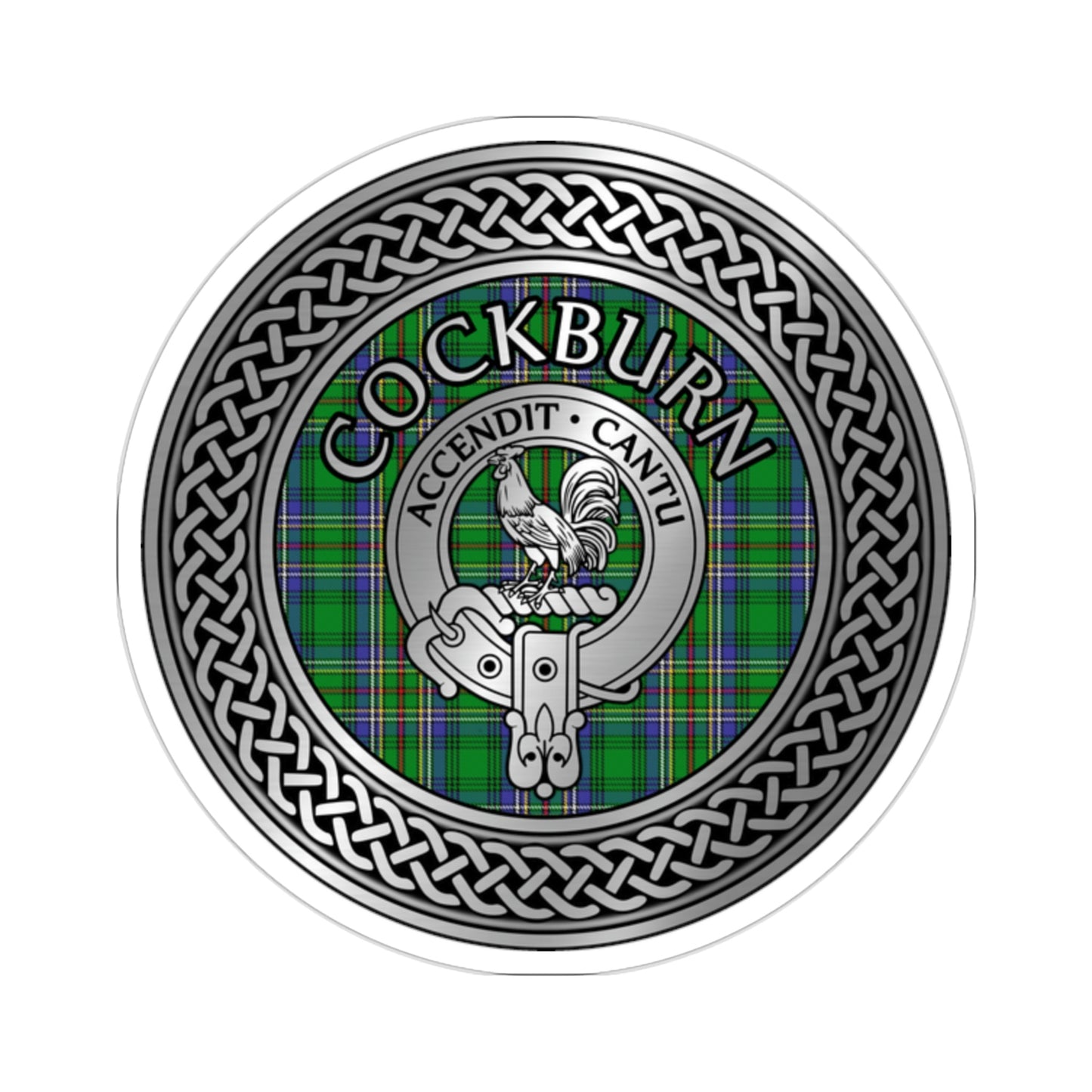 Clan Cockburn Crest & Tartan Knot Kiss-Cut Stickers