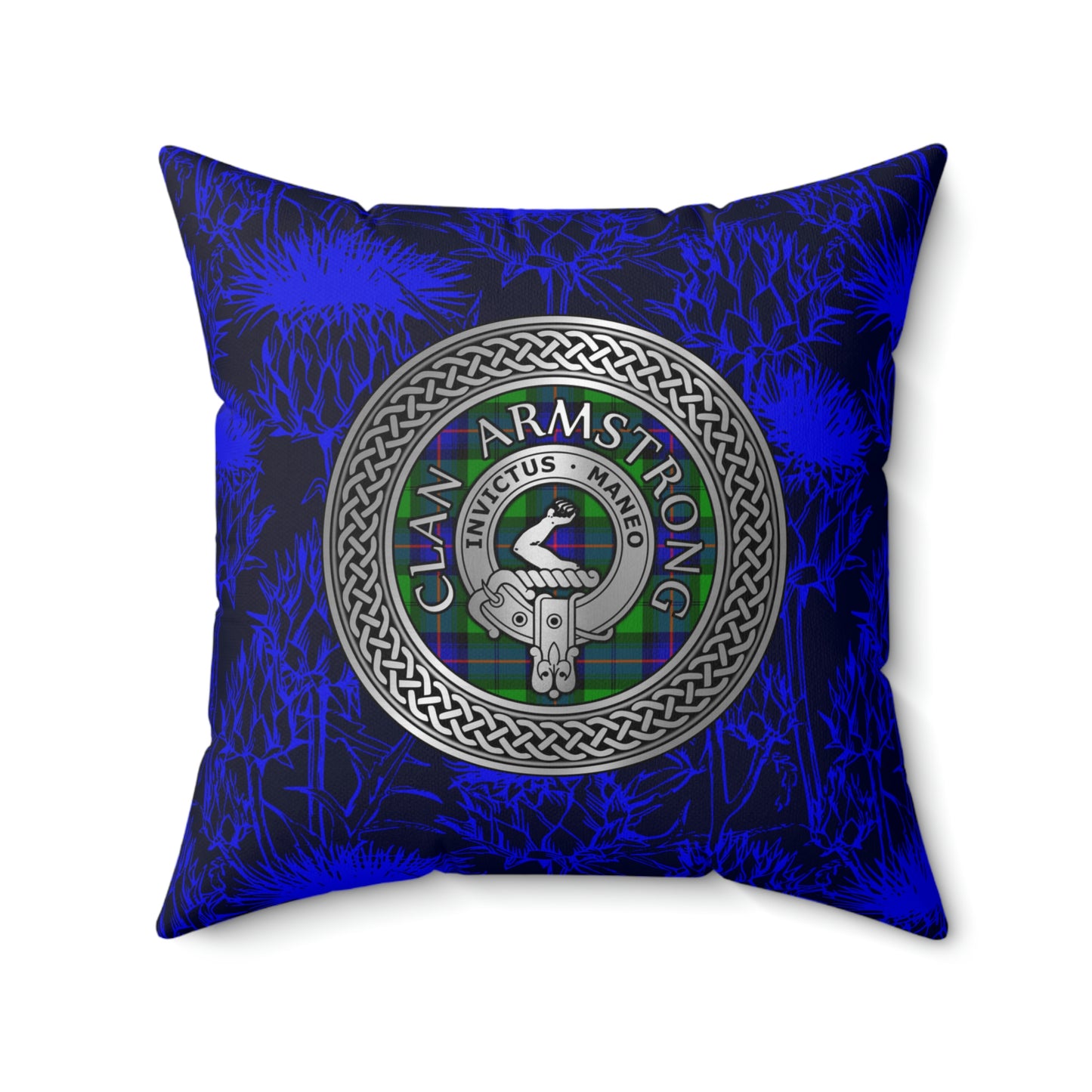 Clan Armstrong Crest & Tartan Knot Spun Polyester Square Pillow