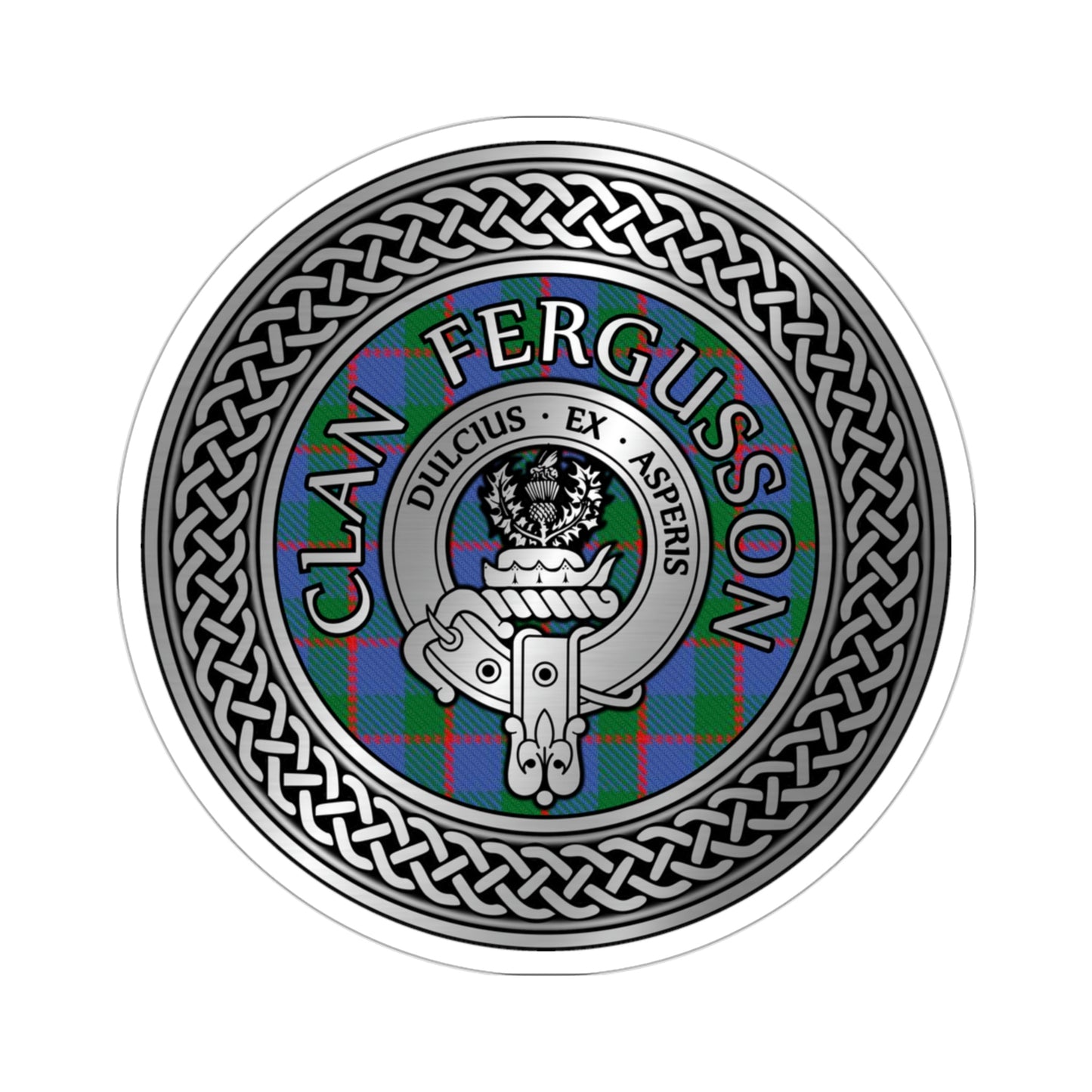 Clan Fergusson Crest & Tartan Knot Kiss-Cut Stickers