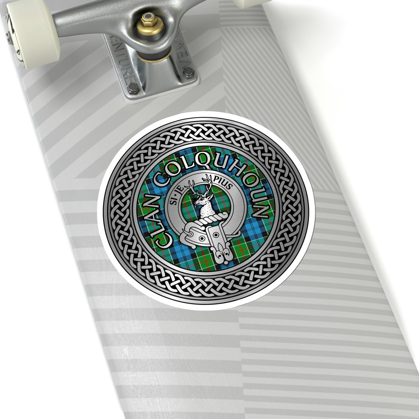 Clan Colquhoun Crest & Tartan Knot Kiss-Cut Stickers