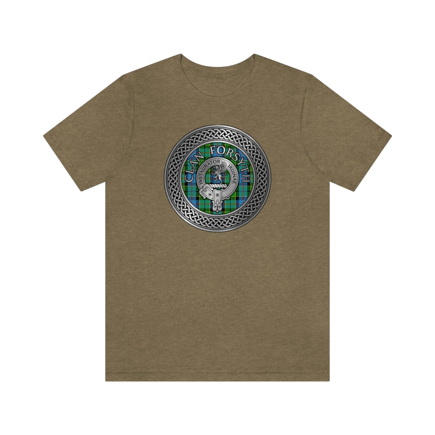 Clan Forsyth Tartan & Crest in Celtic Knot T-Shirt