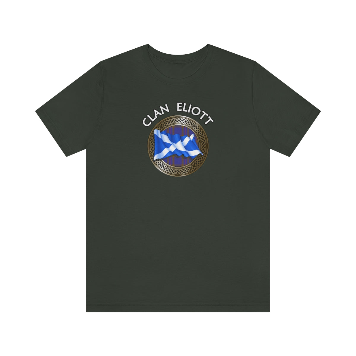 Clan Eliott Tartan Knot & Flag T-Shirt