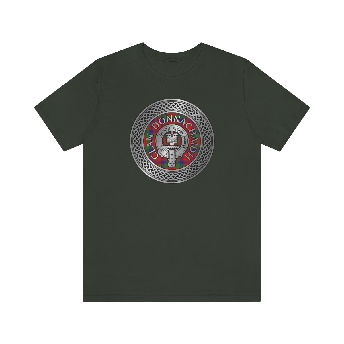 Clan Donnachaidh (Robertson) Crest & Tartan in Celtic Knot T-Shirt