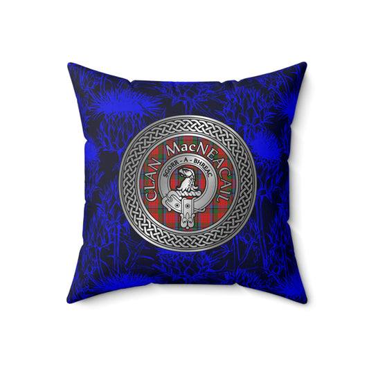 Clan MacNicol Crest & Tartan Knot Spun Polyester Square Pillow