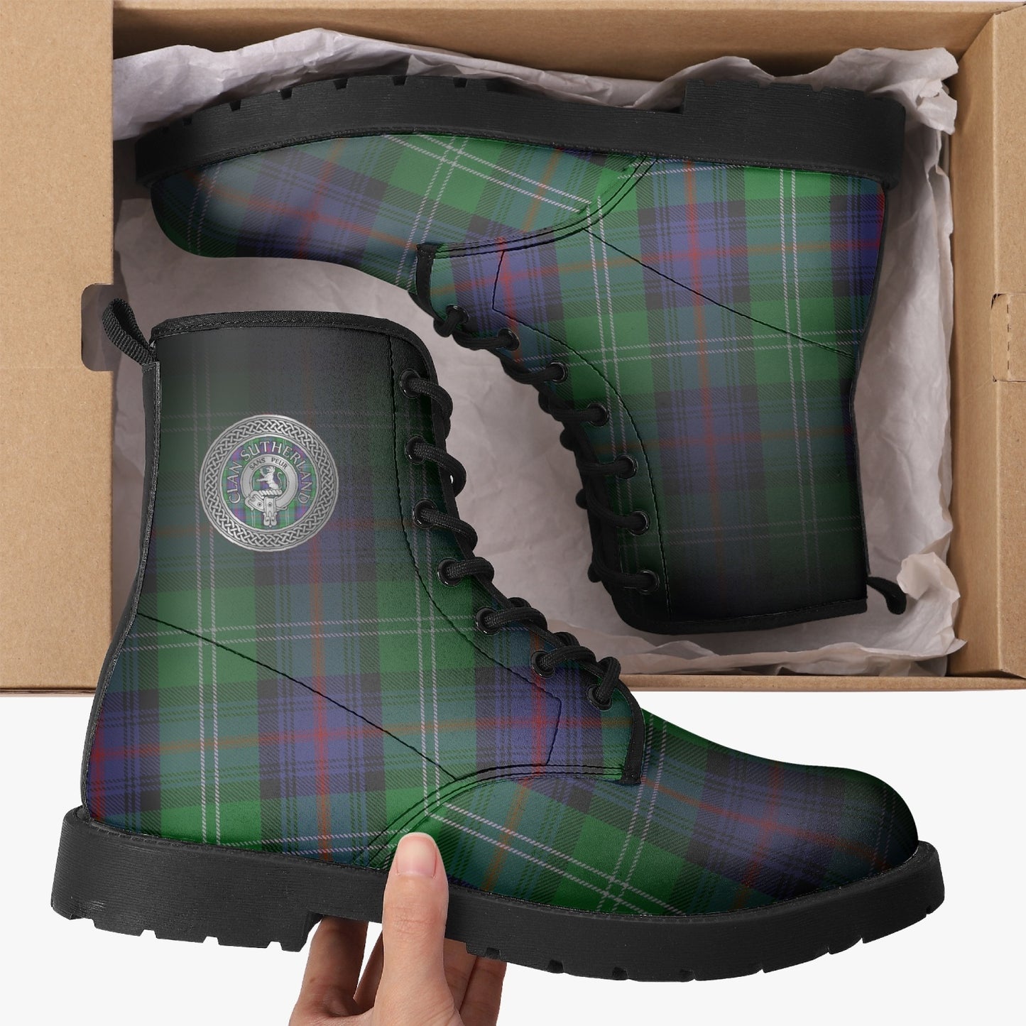 Clan Sutherland Tartan Fade Leather Boots