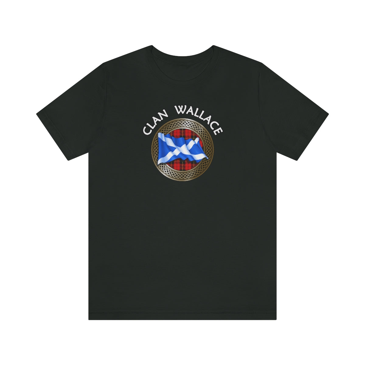 Clan Wallace Tartan Knot & Flag T-Shirt