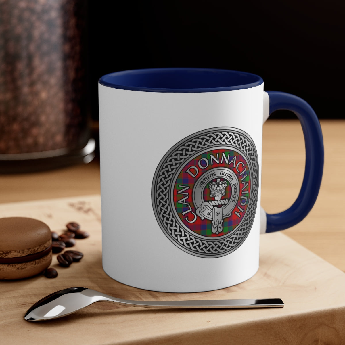 Clan Donnachaidh (Robertson) Crest & Tartan Accent Coffee Mug, 11oz