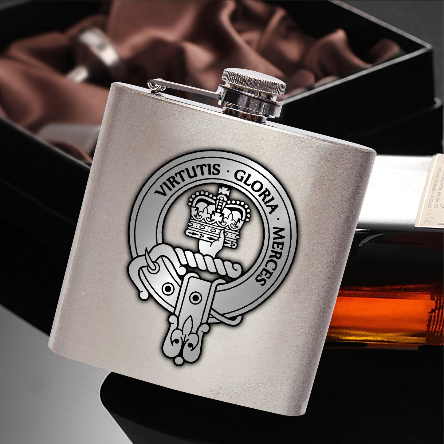 Clan Donnachaidh Crest 6oz Stainless Steel Hip Flask