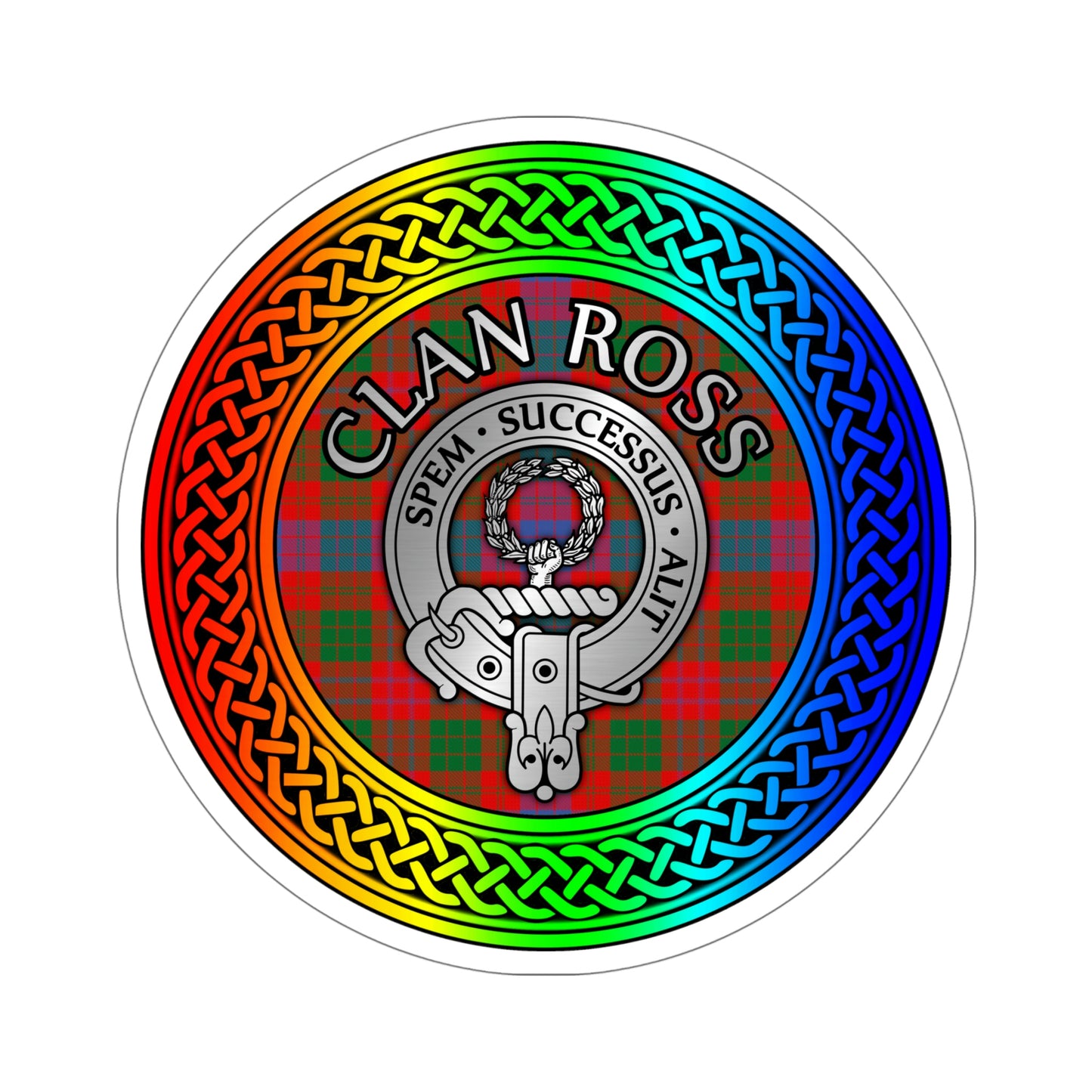 Clan Ross Crest & Rainbow Knot Kiss-Cut Stickers