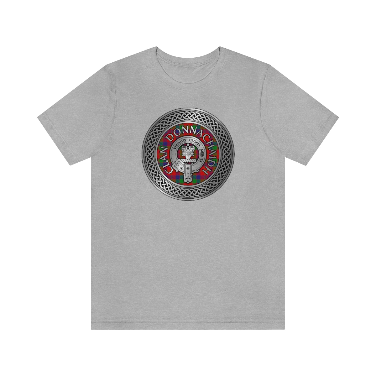 Clan Donnachaidh (Robertson) Crest & Tartan in Celtic Knot T-Shirt