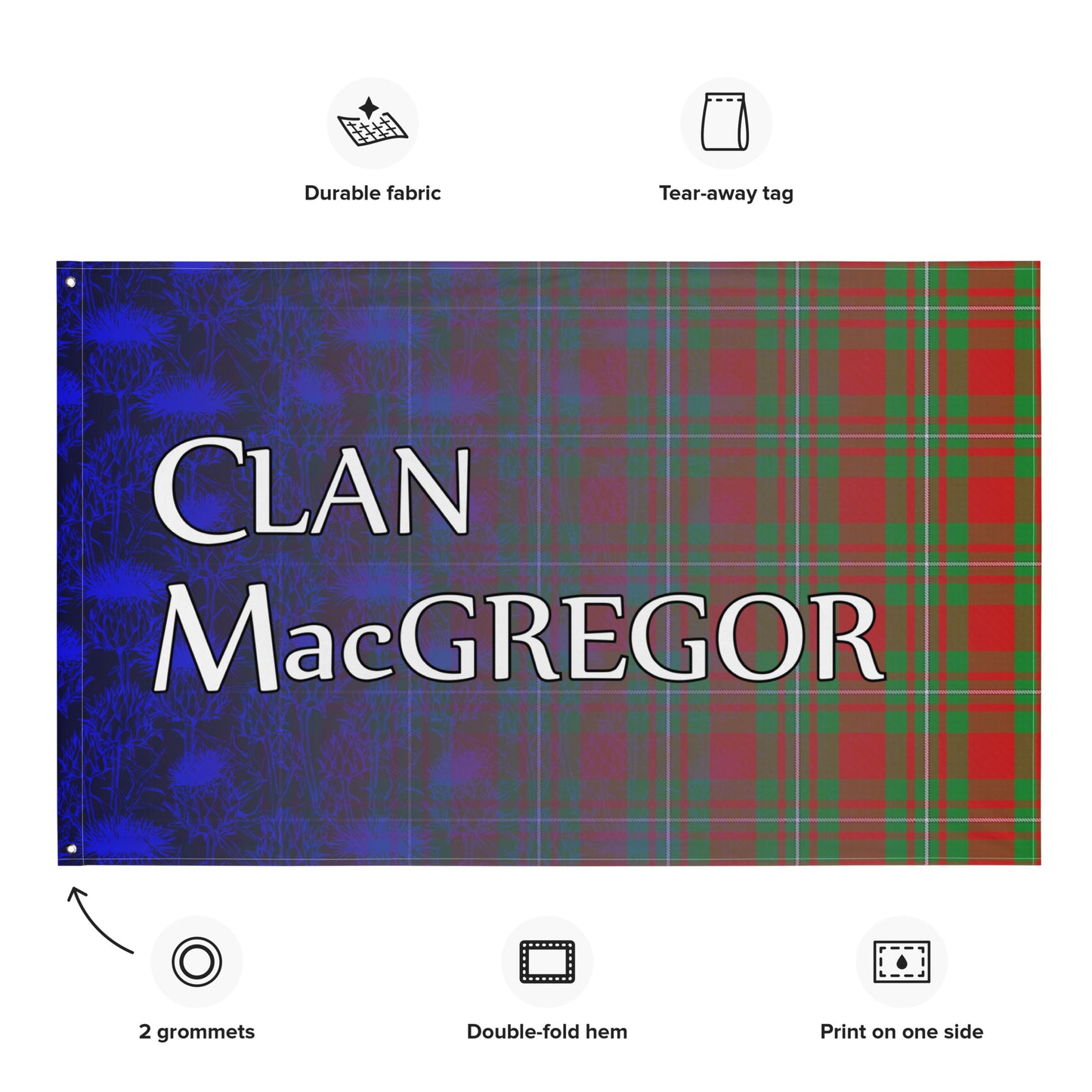 Clan MacGregor Tartan & Thistle Flag