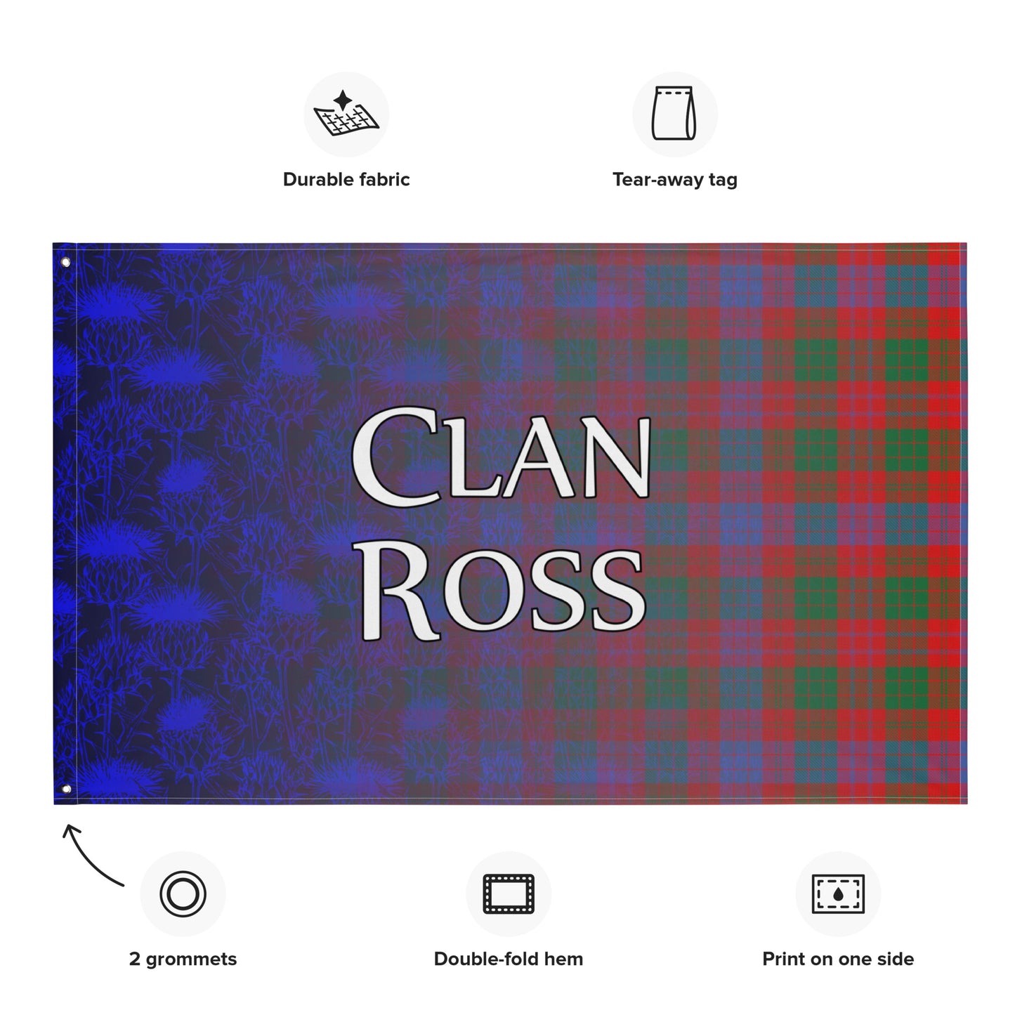 Clan Ross Tartan & Scottish Thistle Flag