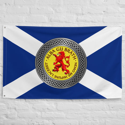 Alba Gu Brath Lion Rampant Knot on Scottish Saltire Flag