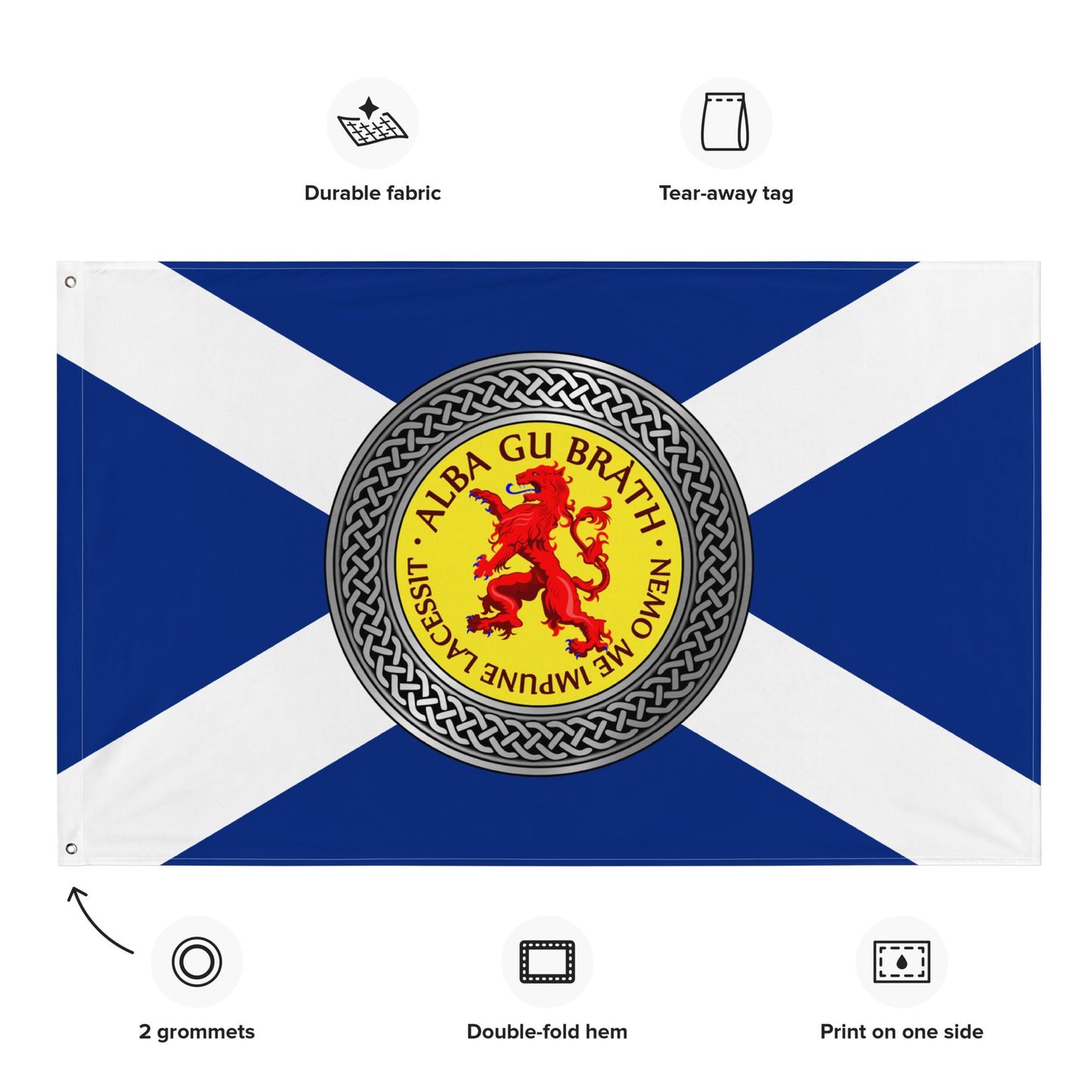 Alba Gu Brath Lion Rampant Knot on Scottish Saltire Flag