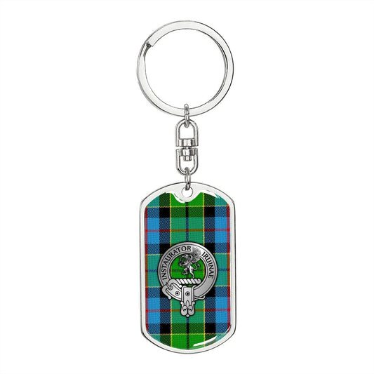 Clan Forsyth Crest & Tartan Dog Tag Keychain