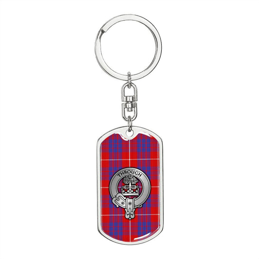 Clan Hamilton Crest & Tartan Dog Tag Keychain