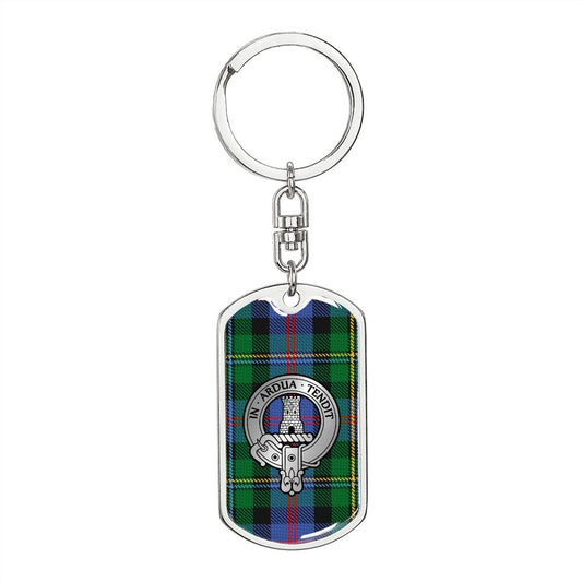 Clan Malcolm Crest & Tartan Dog Tag Keychain